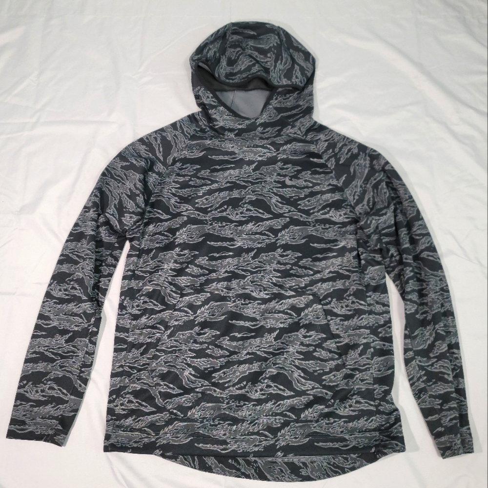 Nike Camo Fleece Hoodie Hooded Sweatshirt Dri-Fit Black/Grey